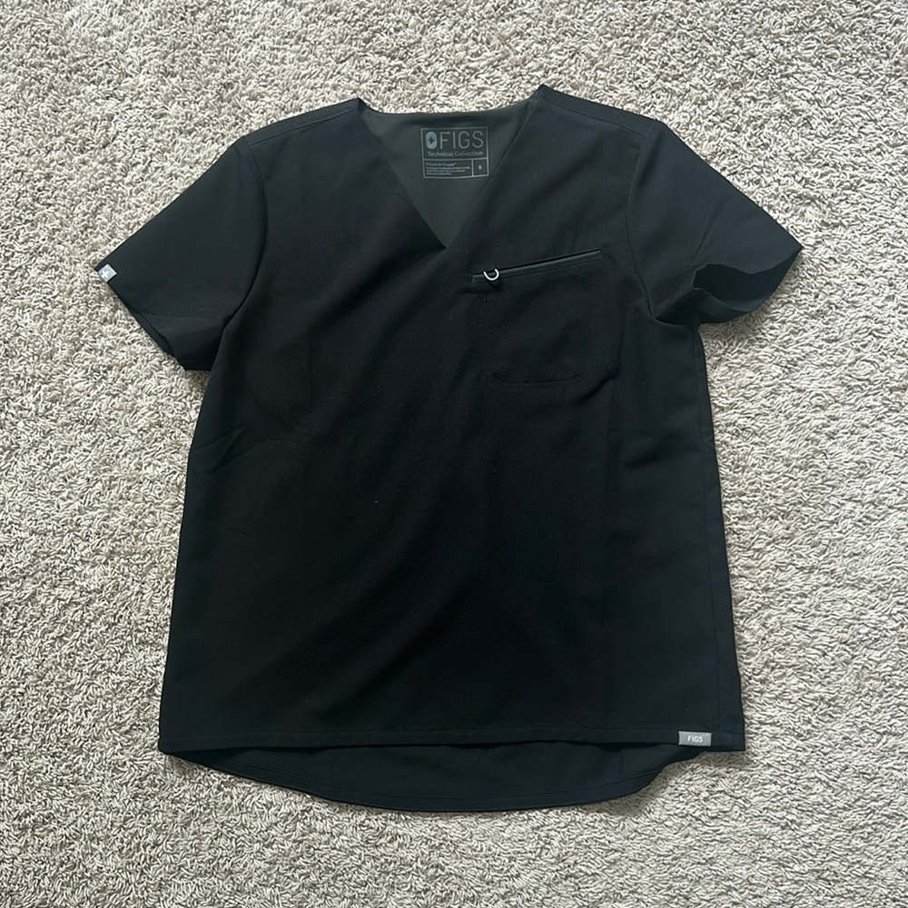 Fish scrub top, discontinued style black S NWOT